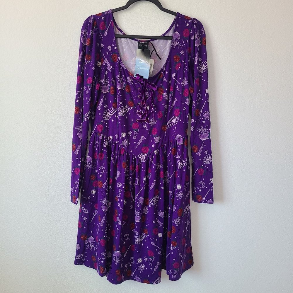 Her Universe Disney Hocus Pocus Icons Lace Up Long Sleeve Dress Plus Size 1X